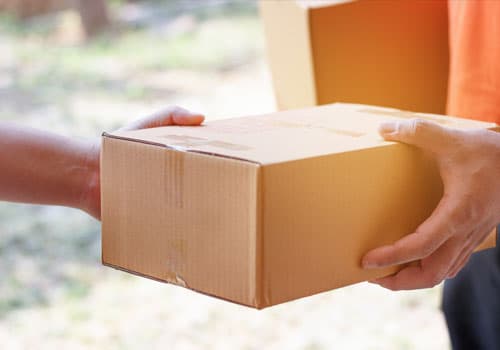 Person receiving package in the mail